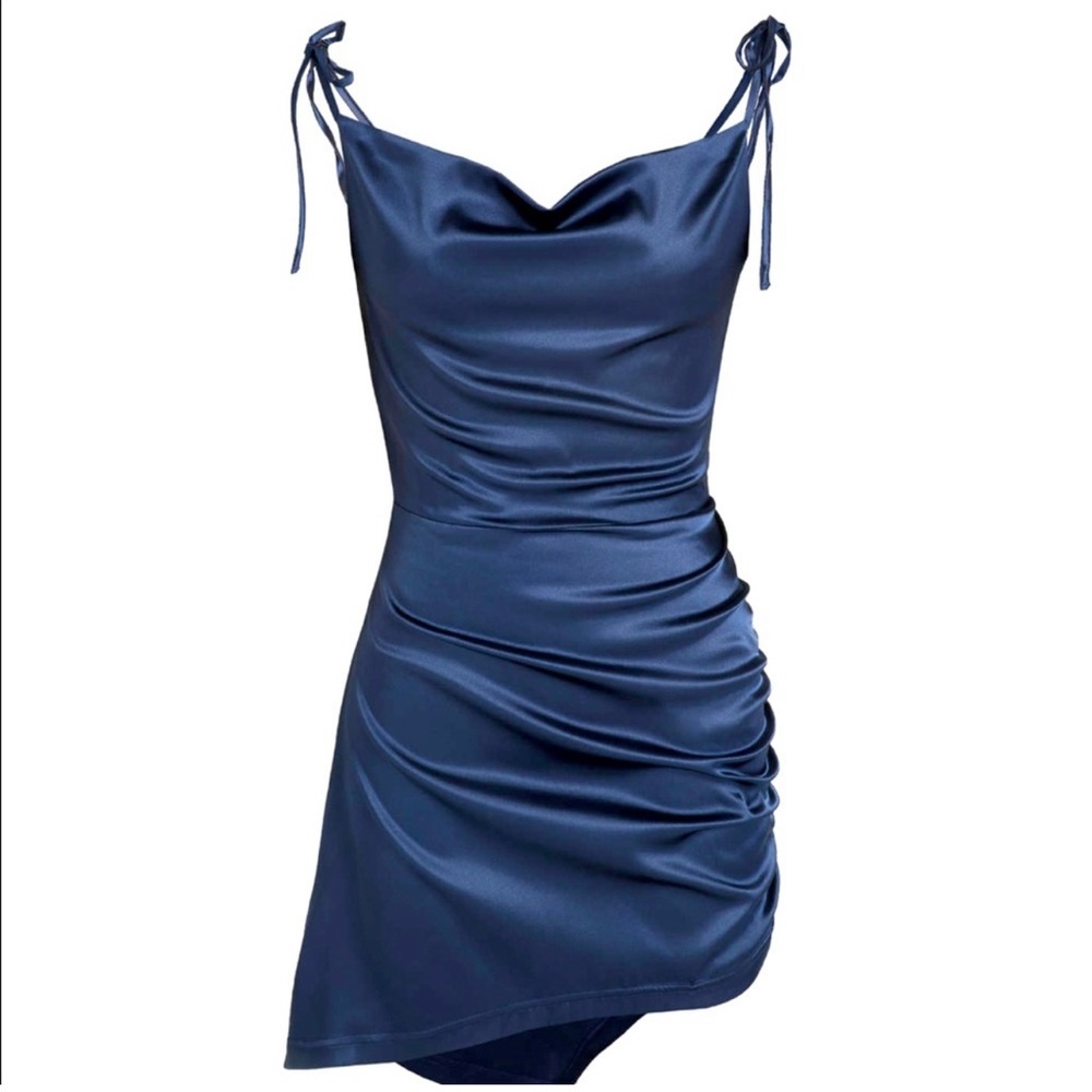Cider tie-back navy dress